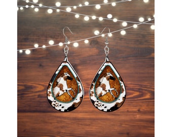 Western Rodeo Horse Show Cowgirl Horse Design Earrings
