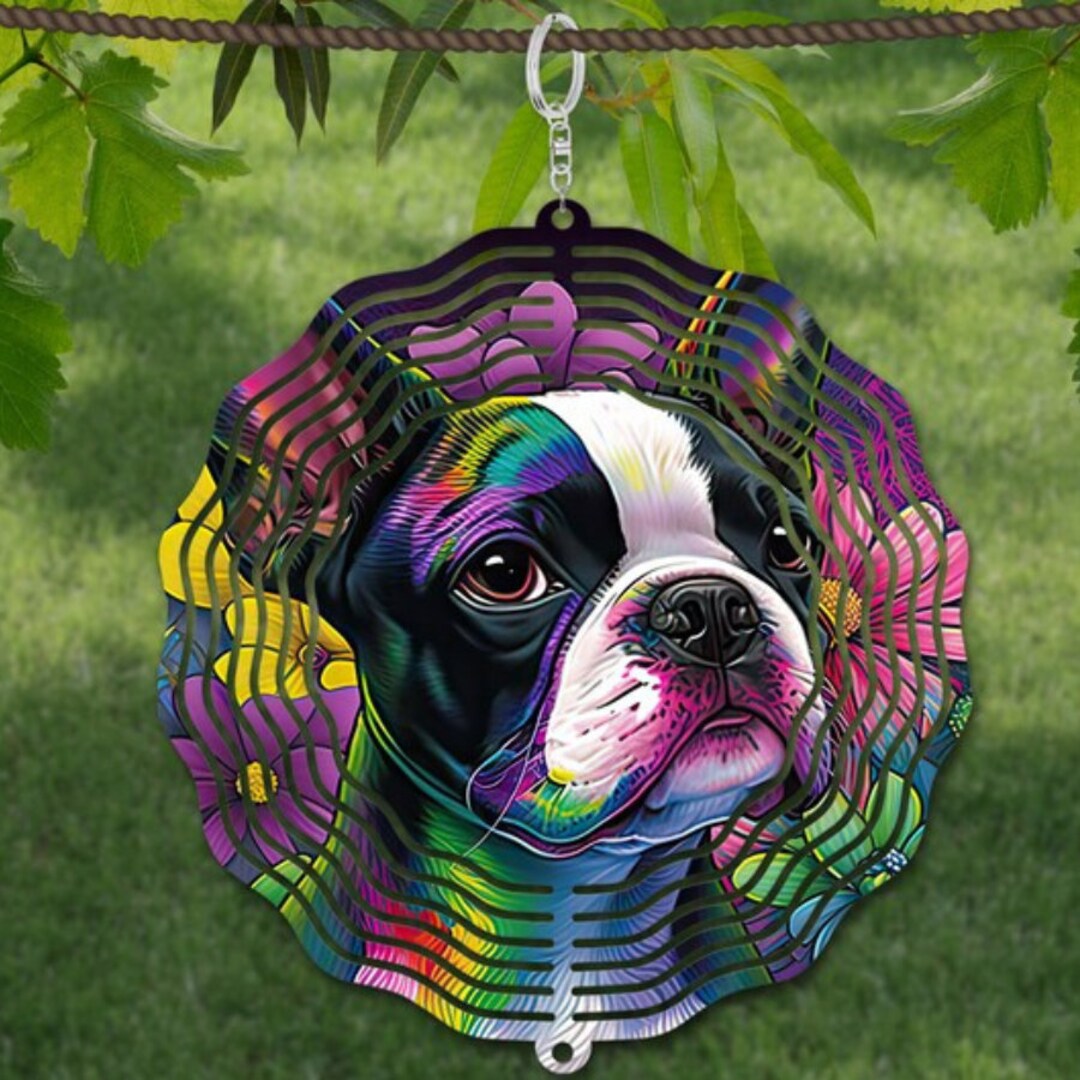8 Inch Boston Terrier Wind Spinner Yard Decoration Garden Decoration