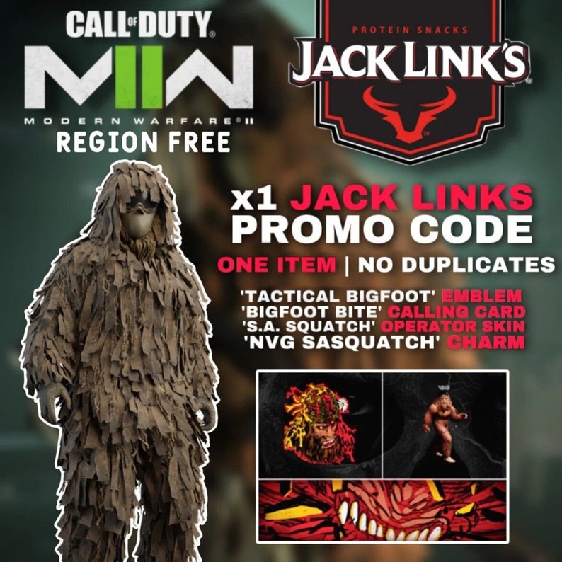 Jack Links Ghillie COD MW2 only 1 Code Call of Duty Modern Etsy