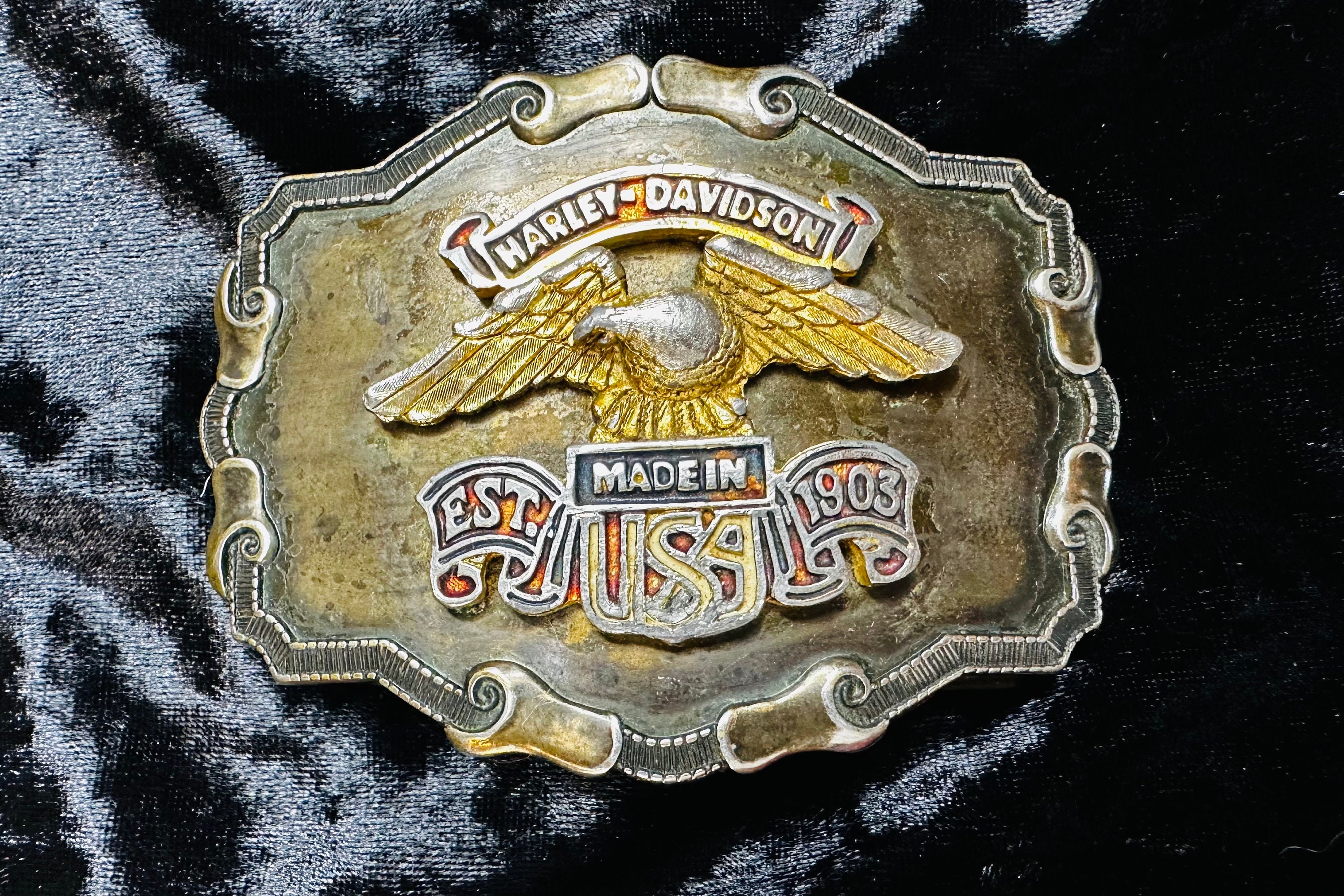 Vintage Harley Davidson Motorcycle Belt Buckle Etsy UK