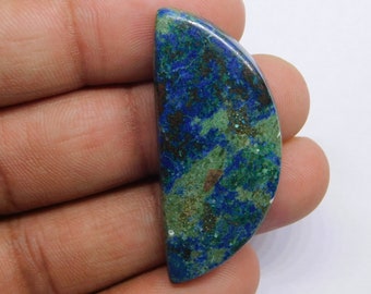 AAA+ Natural Azurite Malachite Gemstone, Azurite Malachite Loose Stone, Azurite Cabochon For Jewelry Semi Precious Blue Azurite Stone 45 Ct