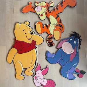 Adorável Vintage Disney Winnie the Pooh & Friends Grosso Papelão Tapeçarias de Parede - Tigrão, Bisonho, Leitão Decoração de Quarto Infantil/Berçário