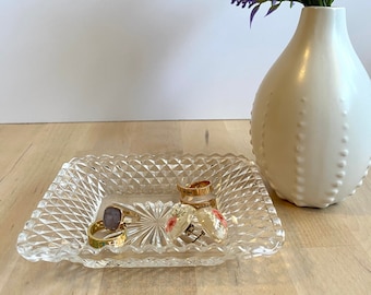 EAPG Fayrehale Farm Clear Glass Starburst Pattern Design Art Deco Trinket Dish