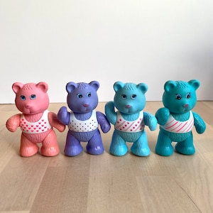 Cute Retro Remco 1984 Dream Bears Posable Action Figure Collectible Toy Lot of 4 - Cubby, Huggy, Pretty & Sweety