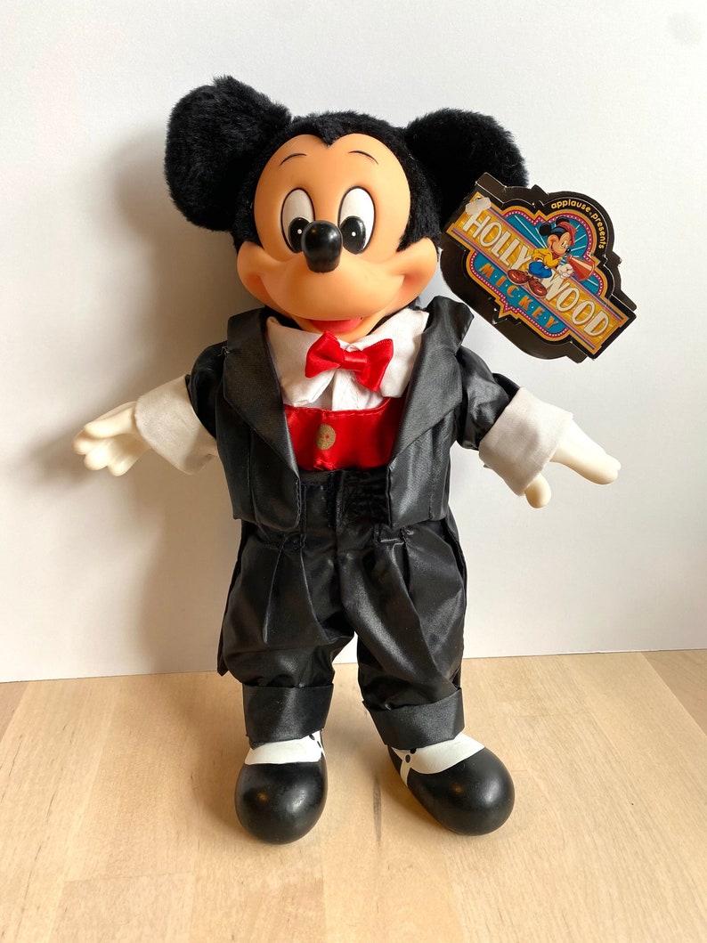 Vintage Disney Hollywood Mickey Mouse smoking pluche gevulde pop van applaus afbeelding 1