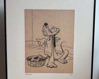 Disney Pluto Graphic Print Framed “A Fine Feast” - Adorable Disneyana Home Decor Disney Style