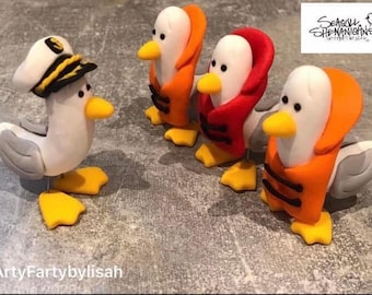 Handmade Captain Seagull and Seagull in lifejackets
