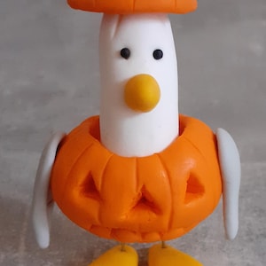 Seagull in a Pumpkin Costume