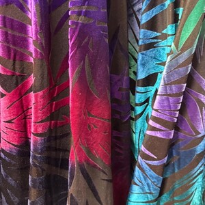 New Tropical Palm Tree design burnout stretch velvet 4-way stretch 58/60”