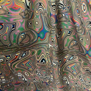 New modern lava design hologram metallic nylon spandex