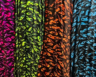 New Fire Flames design print on nylon spandex