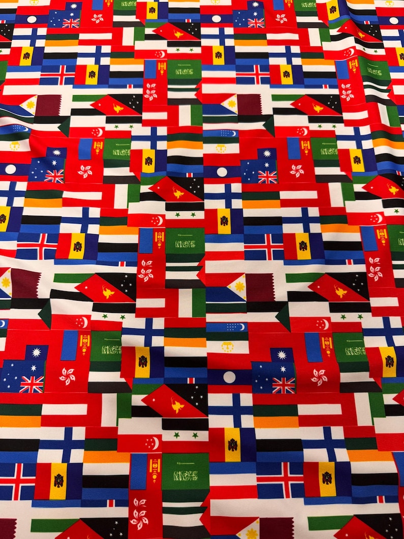 New Nations Flags Pattern Design Print on Nylon Spandex - Etsy