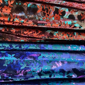 Tie dye Floral Design Luxury Burnout Stretch Velvet