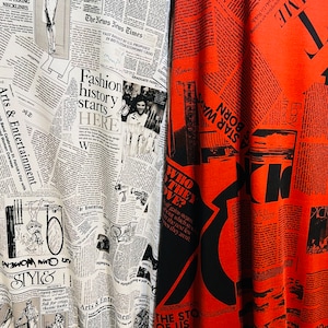 Newspaper design print on poly spandex