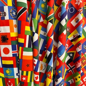 Flags of the World design print on nylon spandex