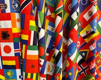 Flags of the World design print on nylon spandex