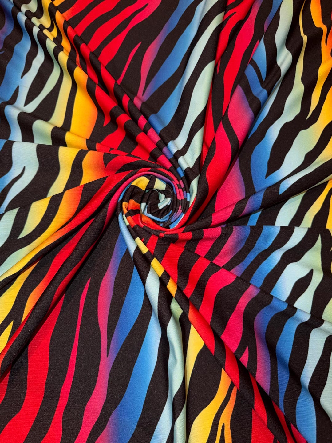 New Vibrant Rainbow Zebra Pattern Design Print on Nylon Spandex - Etsy