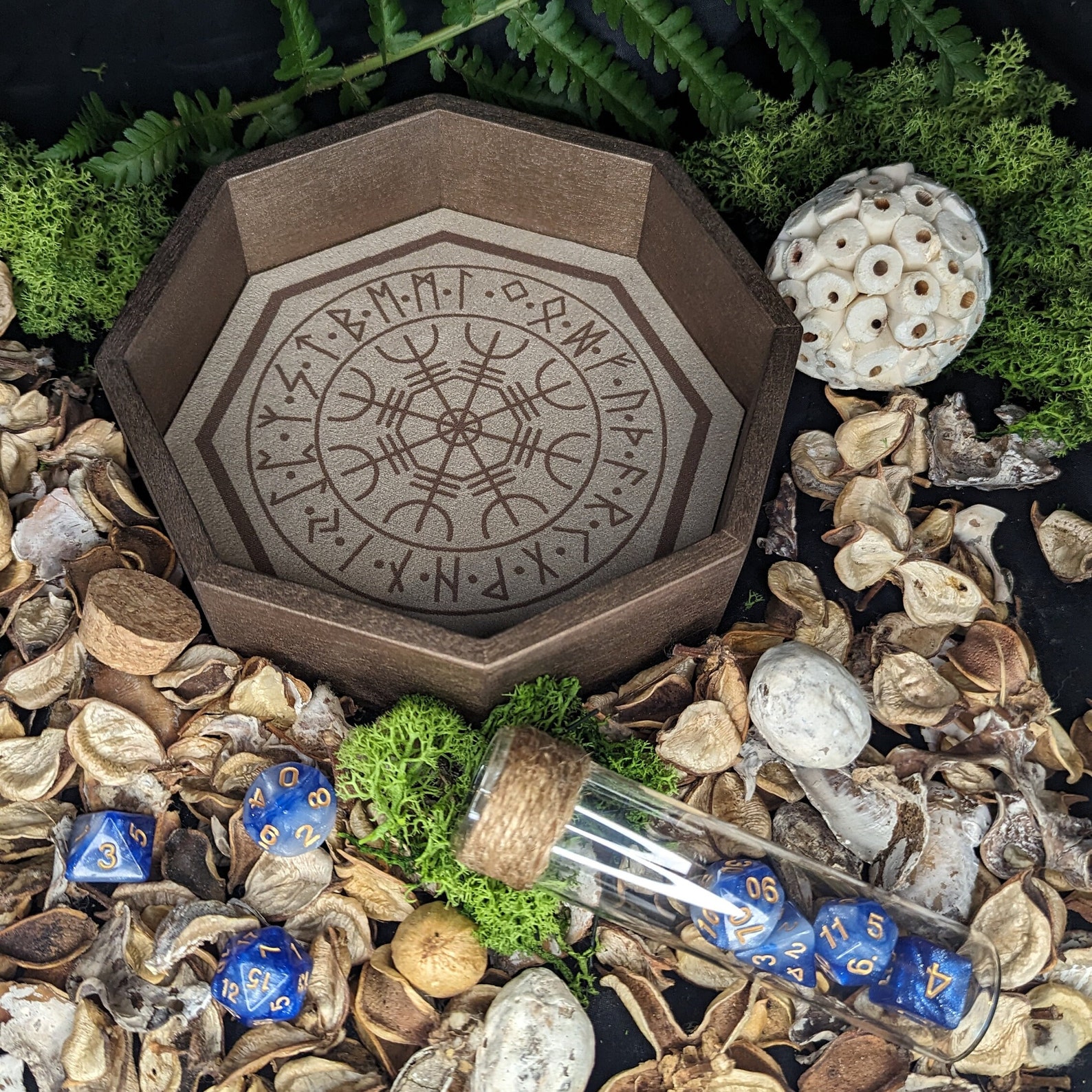 Dnd Dice Tray Premium 8 Inch Tray Dungeons And Dragons Exquisitely Detailed Blue World Tree Triquetra Design Perfect Dice Rolling Tray For Rpg Games Like D D More To Protect Dice - View #3