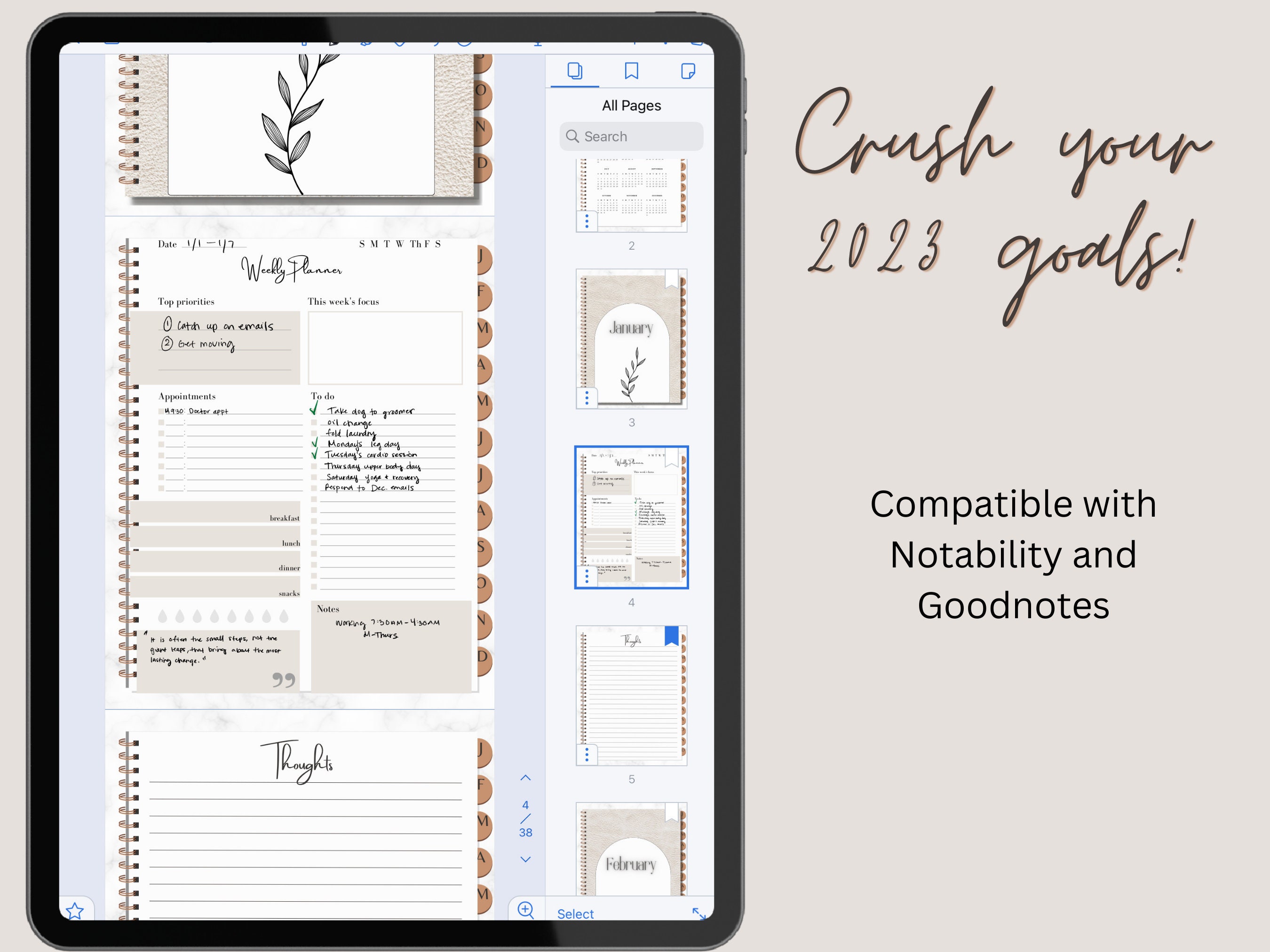 2023 Yearly Digital Planner | Dated Calendar Digital Journal Download ...