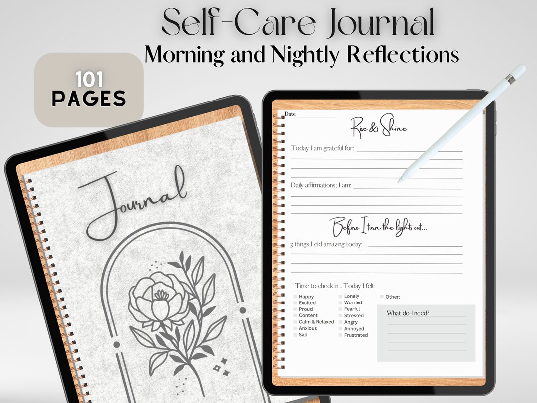 Instant Self Care Journal | Daily Digital Gratitude Notebook for iPad & Tablet With Goodnotes ...