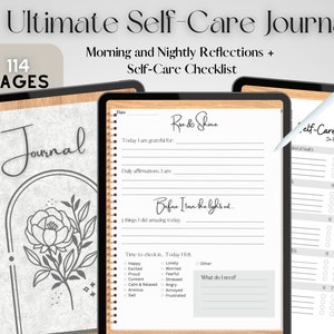 Self Care Journal Bundle, Self Care Checklist, Daily Gratitude Notebook iPad Tablet GoodNotes, Notability, mentale gezondheid, mindfulness