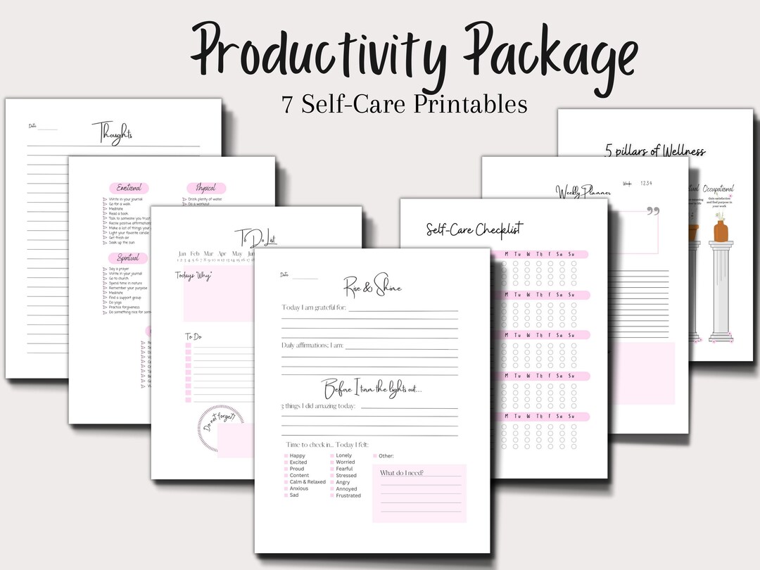 Self Care Printable BUNDLE, Self Care Journal, Planner Pages, Printable ...