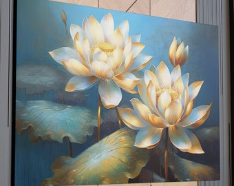 Flower Art, Lotus Art, Lotus Flower Art, Wall Art, Spiritual Wall Art, Meditation Wall Decor, Boho Art, Home Decor, Zen Art, Canvas Print