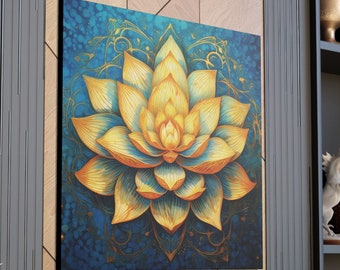 Flower Art, Lotus Art, Lotus Flower Art, Wall Art, Spiritual Wall Art, Meditation Wall Decor, Boho Art, Home Decor, Zen Art, Canvas Print