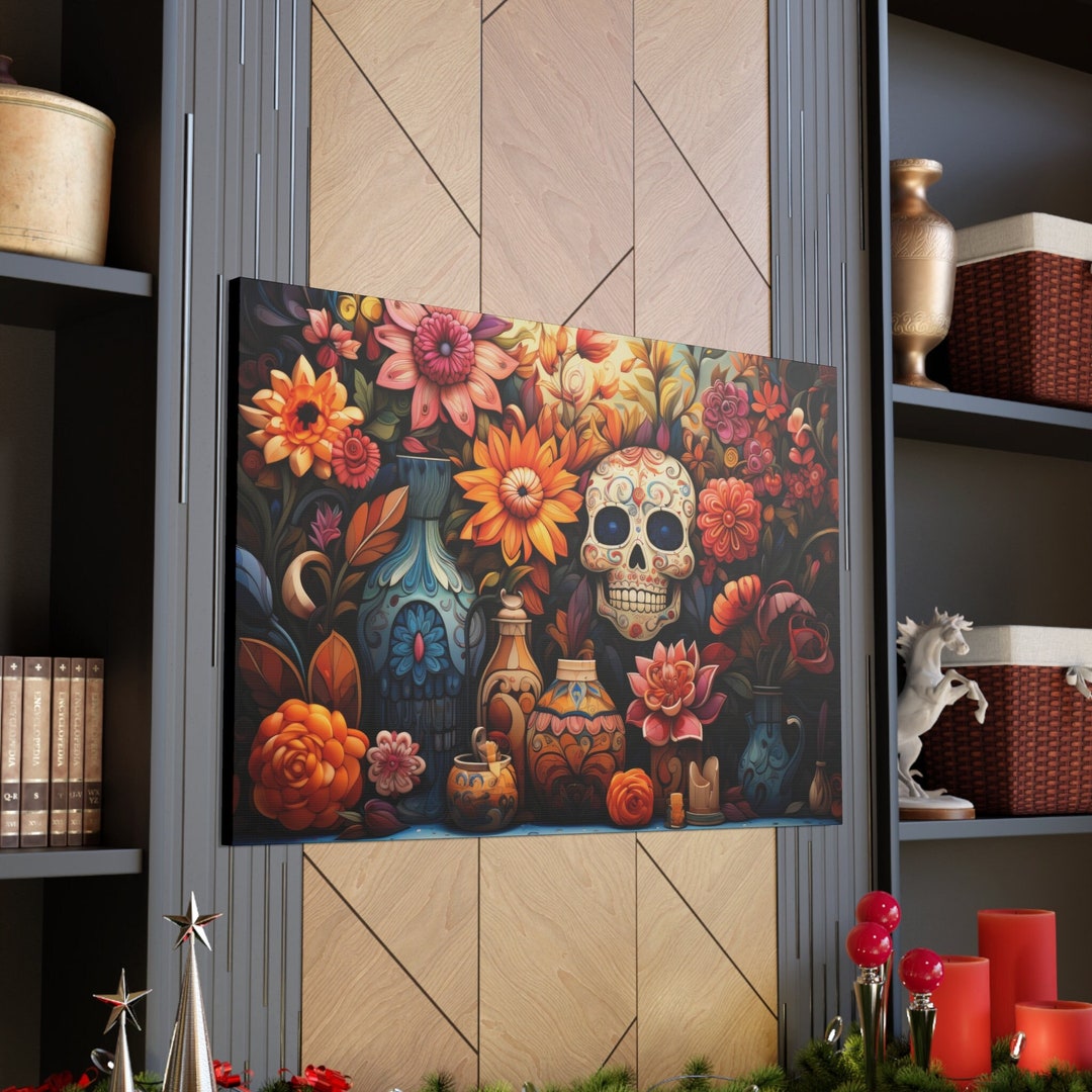 Dia De Muertos Canvas, Halloween Art Canvas, Day of the Dead Art ...