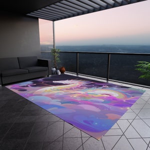 Dragon Rug, Outdoor Rug, Patio Rug, Balcony Rug, Garden Rug, Home Decor, Handmade Rug, Porch Rug, Boho Outdoor Rug, Deck Rug, Camping Rug image 2