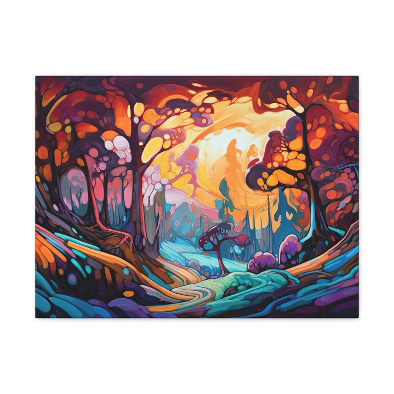 Wall Art Canvas Print, Striking Ai-art Trippy Psychedelic Forest #1 ...