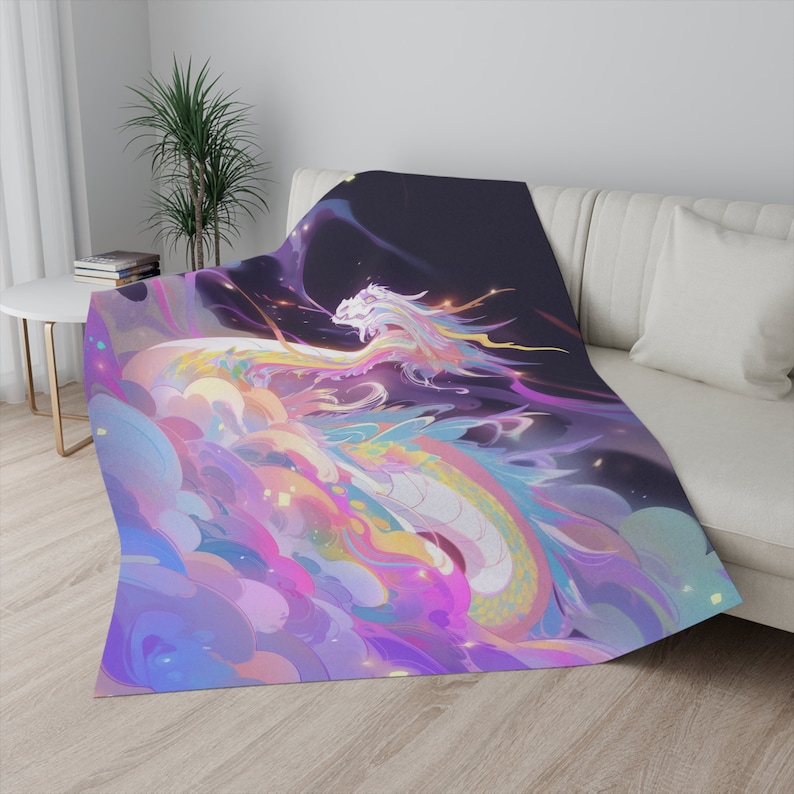 Manta de sherpa de dragón, manta de fantasía, manta de dragón, manta de felpa, manta de sofá, manta de invierno, regalo para niños, manta de felpa, ropa de cama de dragón imagen 5