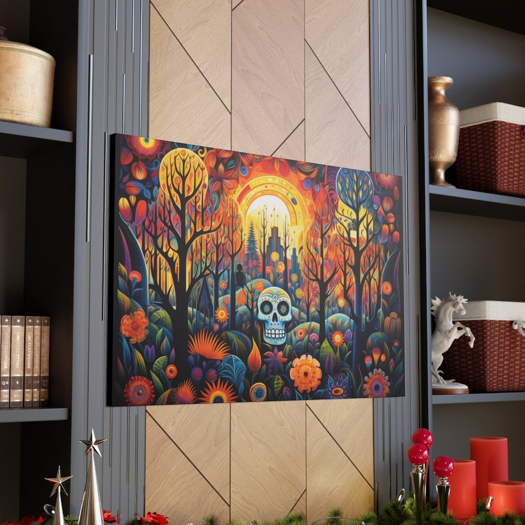 Dia De Muertos Art Canvas, Halloween Art Canvas, Day of the Dead Art ...