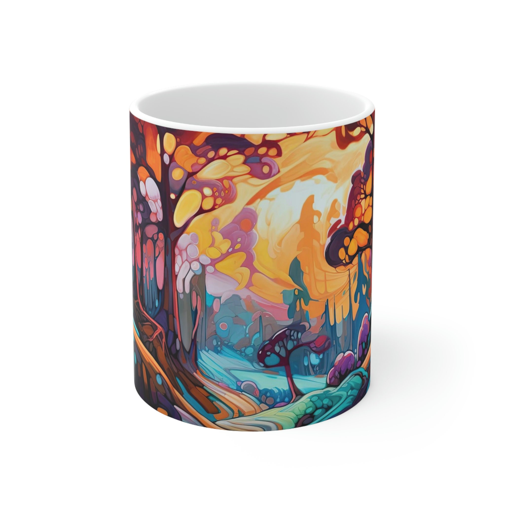 Psychedelic Forest Mug, Trippy Forest Mug, Hippy Forest Mug, Forest Mug ...