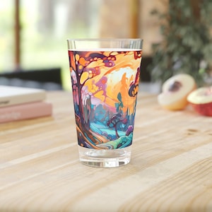 16 oz Pint Glass, Art Tumbler, Beer Glass, Barware, Gift For Him, Drinkware, Wedding Gift, Party Glassware, Unique Glassware, Pub Glass