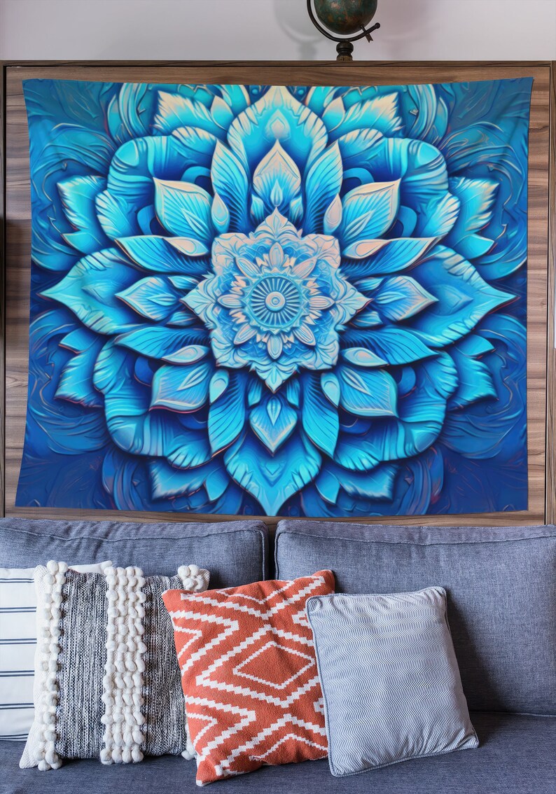 Tapisserie Mandala Orange ABAKUHAUS - Décoration Murale Tissu 230x140 Cm Pour Chambre, Salon Et Dortoir