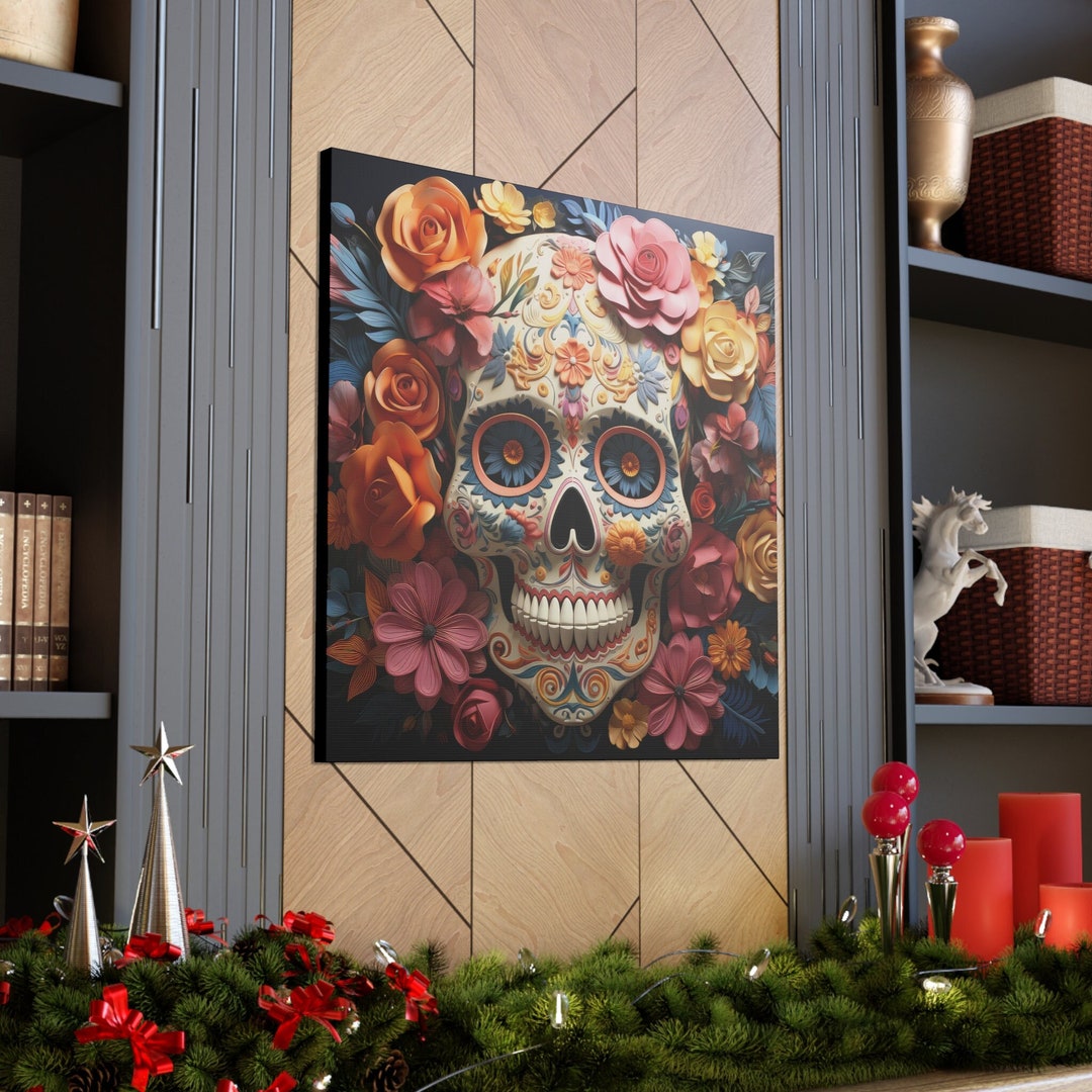 Dia De Muertos Canvas, Halloween Art Canvas, Day of the Dead Art ...
