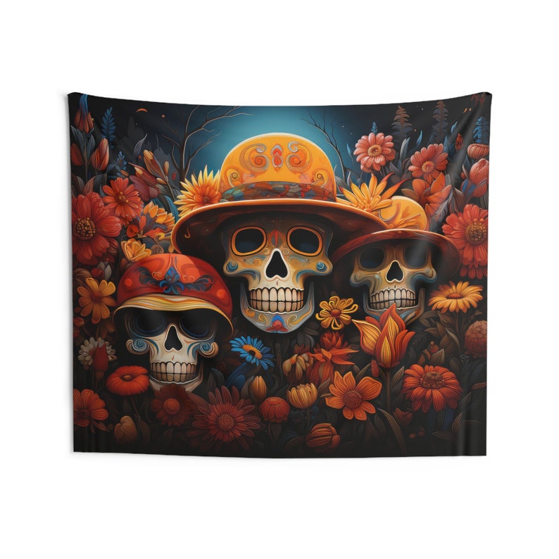 Tapisserie des diadèmes, tapisserie d'art d'Halloween, art du jour des morts, décoration d