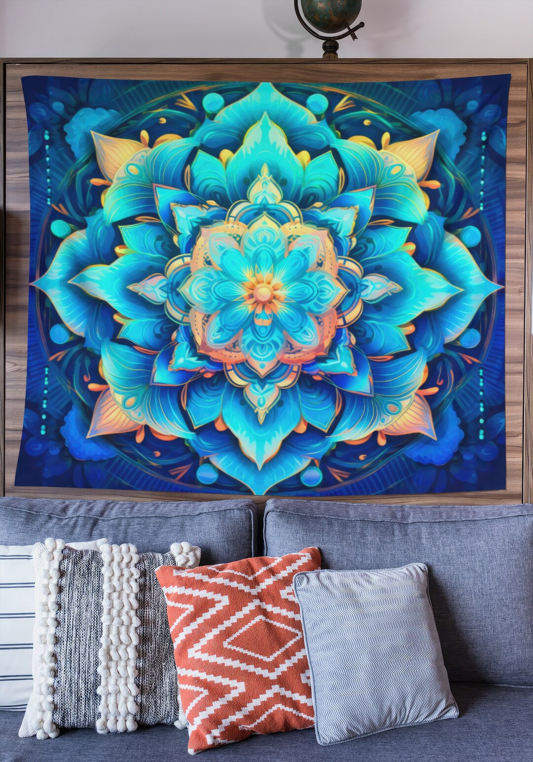 Mandala Tapestry, Spiritual Wall Art, Meditation Wall Decor, Boho