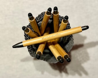 Morgenmuffel - lustiger Kugelschreiber mit Gravur, lustiger ironischer Spruch oder Text, Kuli mit Text aus Bambus