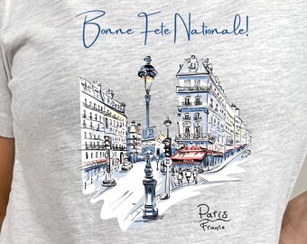 Bastille Day French Tshirt, France National Day Tee, Parisienne Parisian Cafe Paris France, Francophile French Words, Bonne Fete Nationale