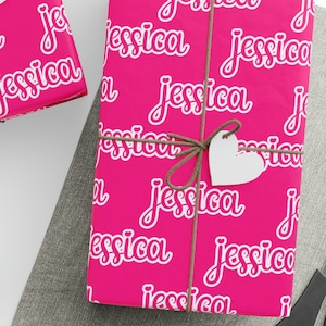 Rotolo di carta da regalo rosa shocking personalizzata, opaca o lucida, carta da regalo personalizzata per compleanni, regali di Natale per le feste, regali di San Valentino