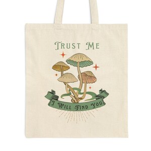 Mushroom Foraging Cotton Canvas Tote Bag, Durable Cotton with 20 inch handles, Wild Mushroom Hunting Funny Mycology Gift, Farmers Market Bag