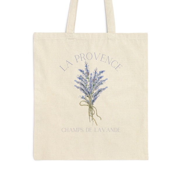 Lavendel Bouquet Baumwolle Canvas Einkaufstasche, Provence Frankreich Tasche Wildblumen Botanische lila Blume Floral Flieder, Baumwolle umweltfreundlich, wiederverwendbar