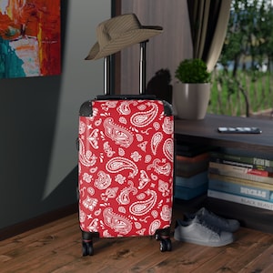 Red Bandana Western Suitcase, Paisley Luggage Spinner Wheels, Hard Shell Suitcase  22 27 30 inch, Full Rolling, Cabin Weekend, Cowboy Bags