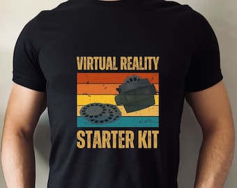 Virtual Reality Tshirt Funny time traveling blend of retro & cutting-edge, Techies Gift, Dad Gamers, VR Enthusiasts. Nostalgia! View Finder