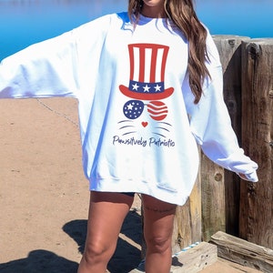 Patriottisch kattensweatshirt, 4 juli kattenshirt, Independence Day tshirt, sterren en strepen, VS Uncle Sam, Amerika, Memorial Day trui