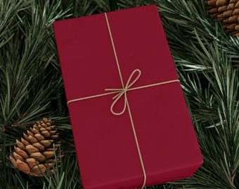 Donkerrode inpakpapierrol, mat of glanzend, kerstcadeauverpakking, vakantie, verjaardagscadeau, veelzijdige feestdagen Elegant verfijnd
