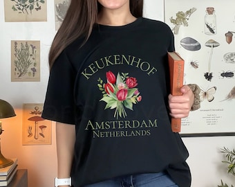 Camicia tulipano, Giardini di tulipani Keukenhof, T-shirt da giardinaggio floreale con fiori botanici, Primavera di fiori selvatici, Lisse Amsterdam Olanda Paesi Bassi Primavera