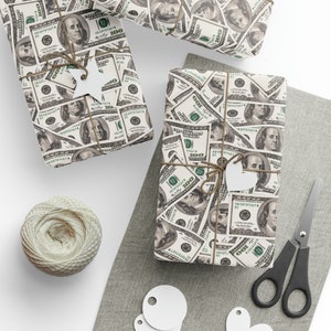 Geld-Dollar-Scheine-Geschenkpapierrolle, lustiges Geld 100-Geschenkpapier, Geburtstagsgeschenk, Vatertag, Glückwünsche, Abschlussfeier, Ruhestand